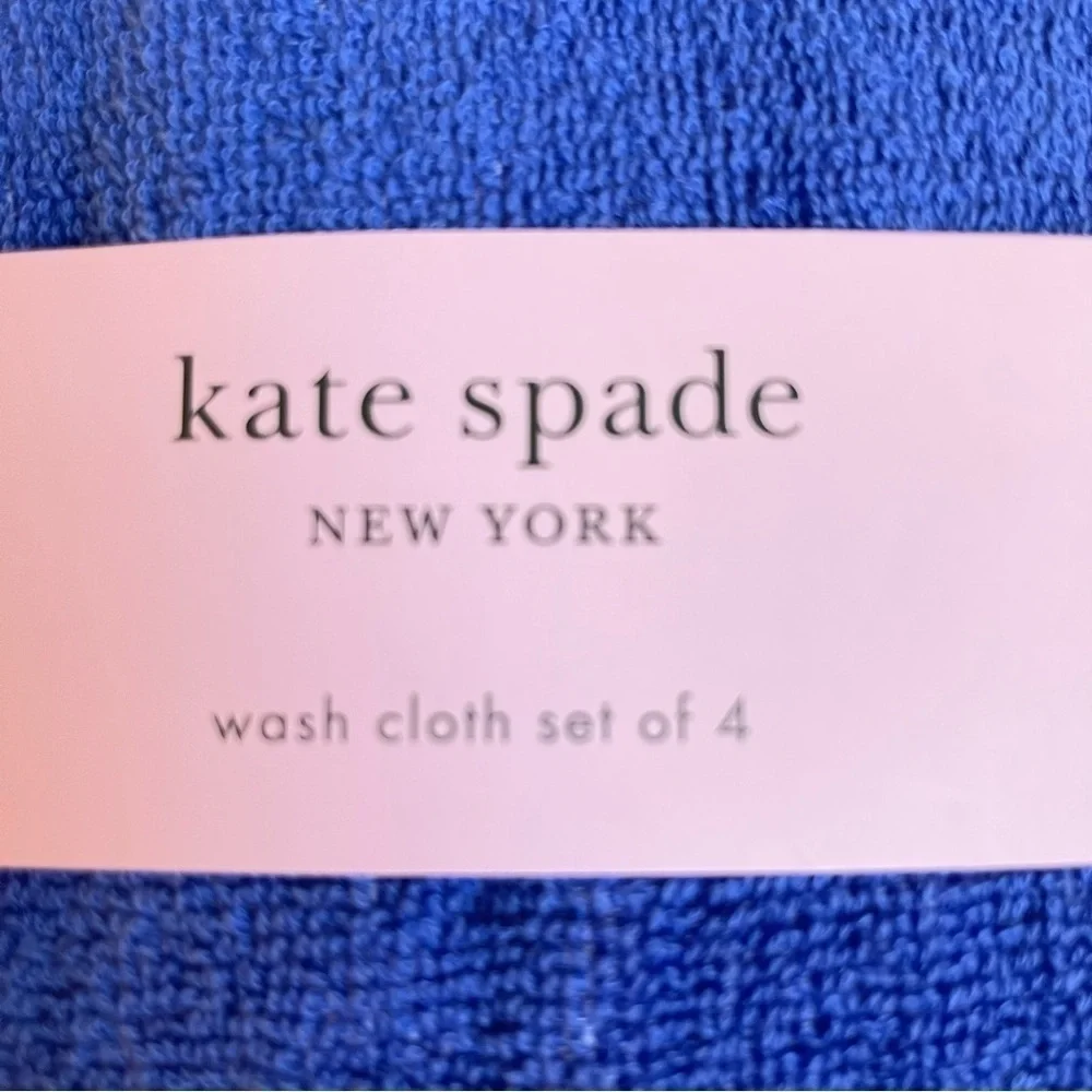 Kate Spade Washcloths Bright Blue white polka dots Set of 4 NWT
